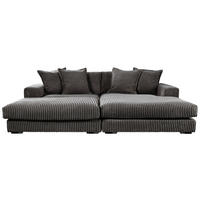 ECKSOFA  Cord Grau  - Schwarz/Grau, Basics, Kunststoff/Textil (285/195cm) - Livetastic