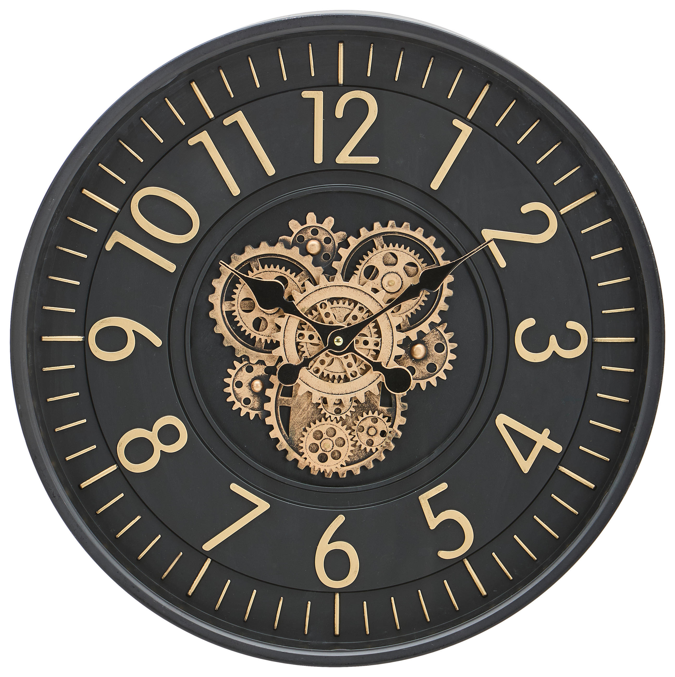 WANDUHR  Schwarz, Goldfarben  - Goldfarben/Schwarz, Trend, Glas/Kunststoff (53/8/53cm) - Landscape