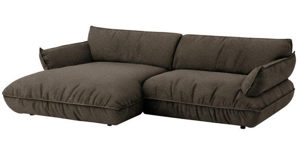 ECKSOFA  in Flachgewebe Dunkelbraun  185/264 cm  - Dunkelbraun/Schwarz, Design, Kunststoff/Textil (185/264cm) - Belluti