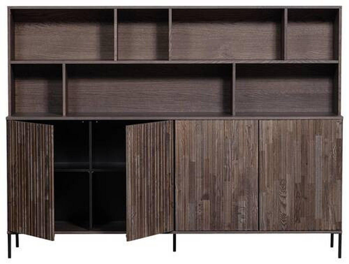 BUFFET 200/150/44 cm  in Schwarz, Dunkelbraun  - Dunkelbraun/Schwarz, Design, Holz/Holzwerkstoff (200/150/44cm) - Ambia Home