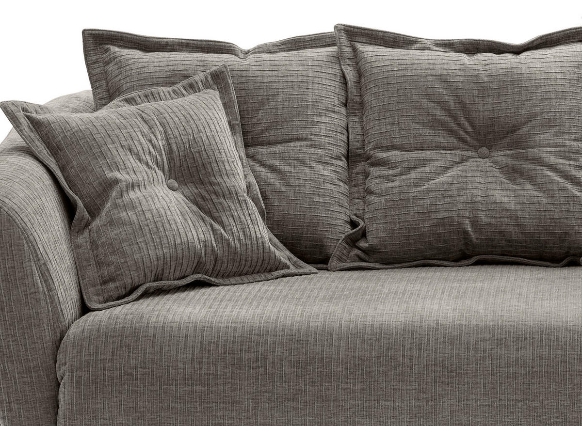 3-SITZER-SOFA in Mikrofaser Graubraun  - Graubraun/Schwarz, MODERN, Textil/Metall (236/94/103cm) - Livetastic