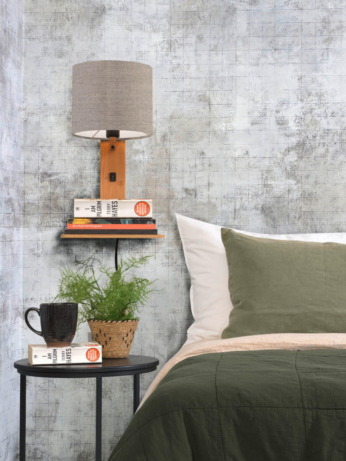 WANDLEUCHTE GOOD&MOJO  19/24/36 cm   - Naturfarben, Trend, Holz/Textil (19/24/36cm) - Good & Mojo