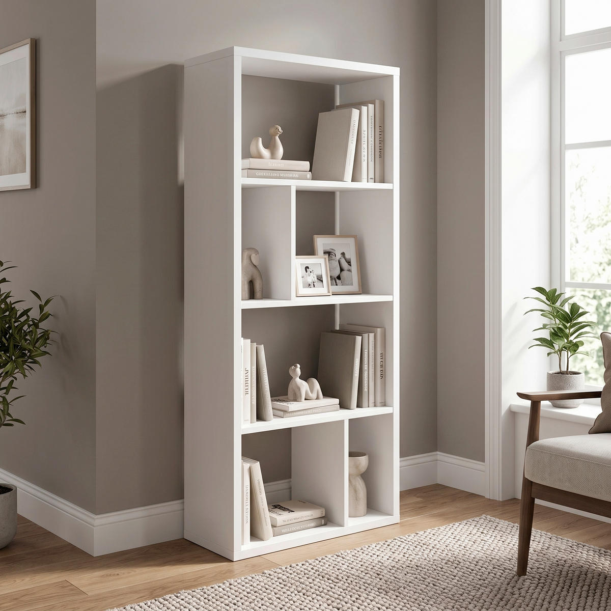 REGAL 58/147/34 cm bela  - bela, Basics, leseni material (58/147/34cm) - MID.YOU