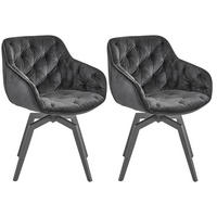 ARMLEHNSTUHL-SET 2 Stück  in Eisen Samt  - Schwarz, MODERN, Holz/Textil (58/83/63cm) - Livetastic