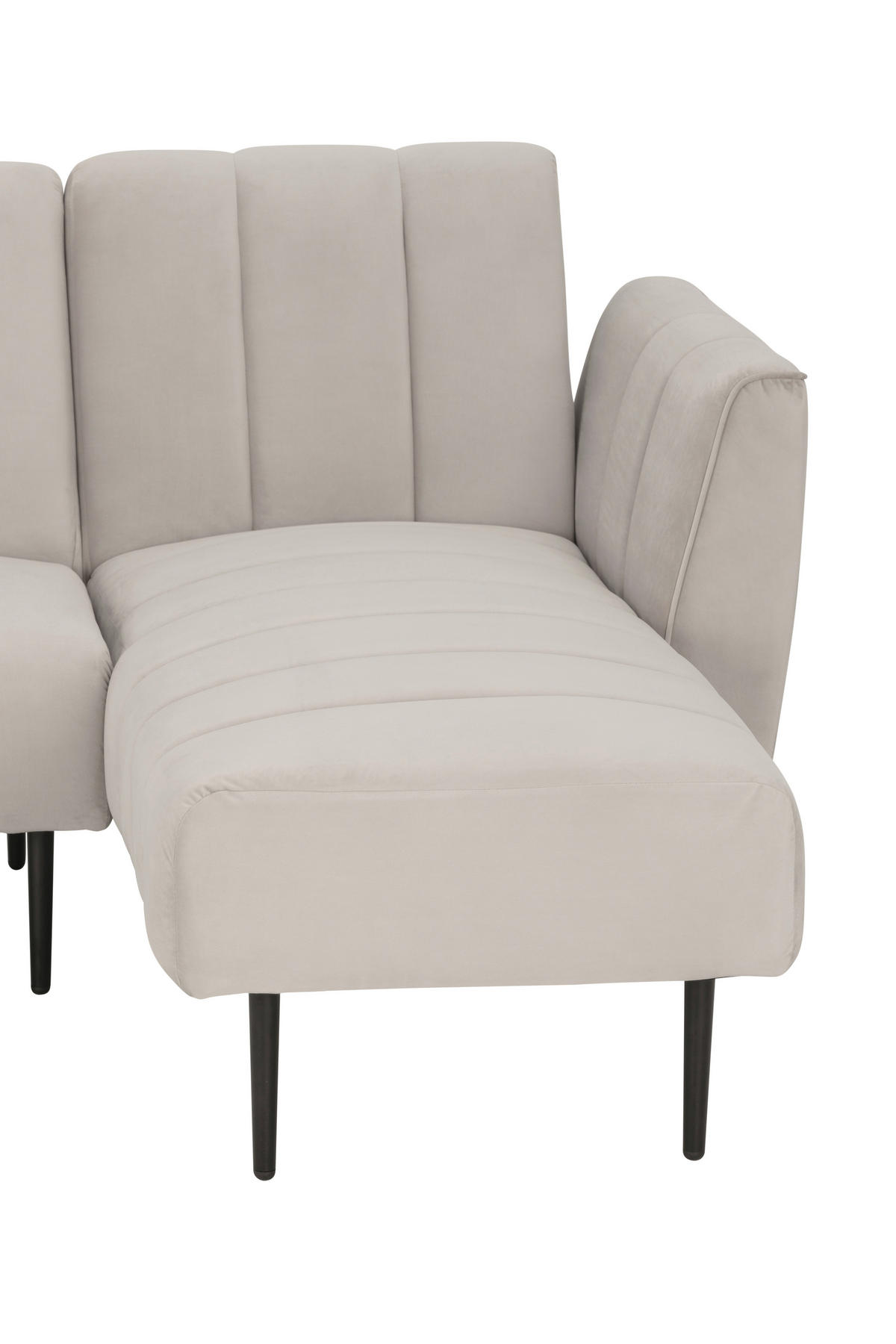 ECKSOFA Creme Samt  - Creme/Schwarz, MODERN, Textil/Metall (253/87/169cm) - P & B