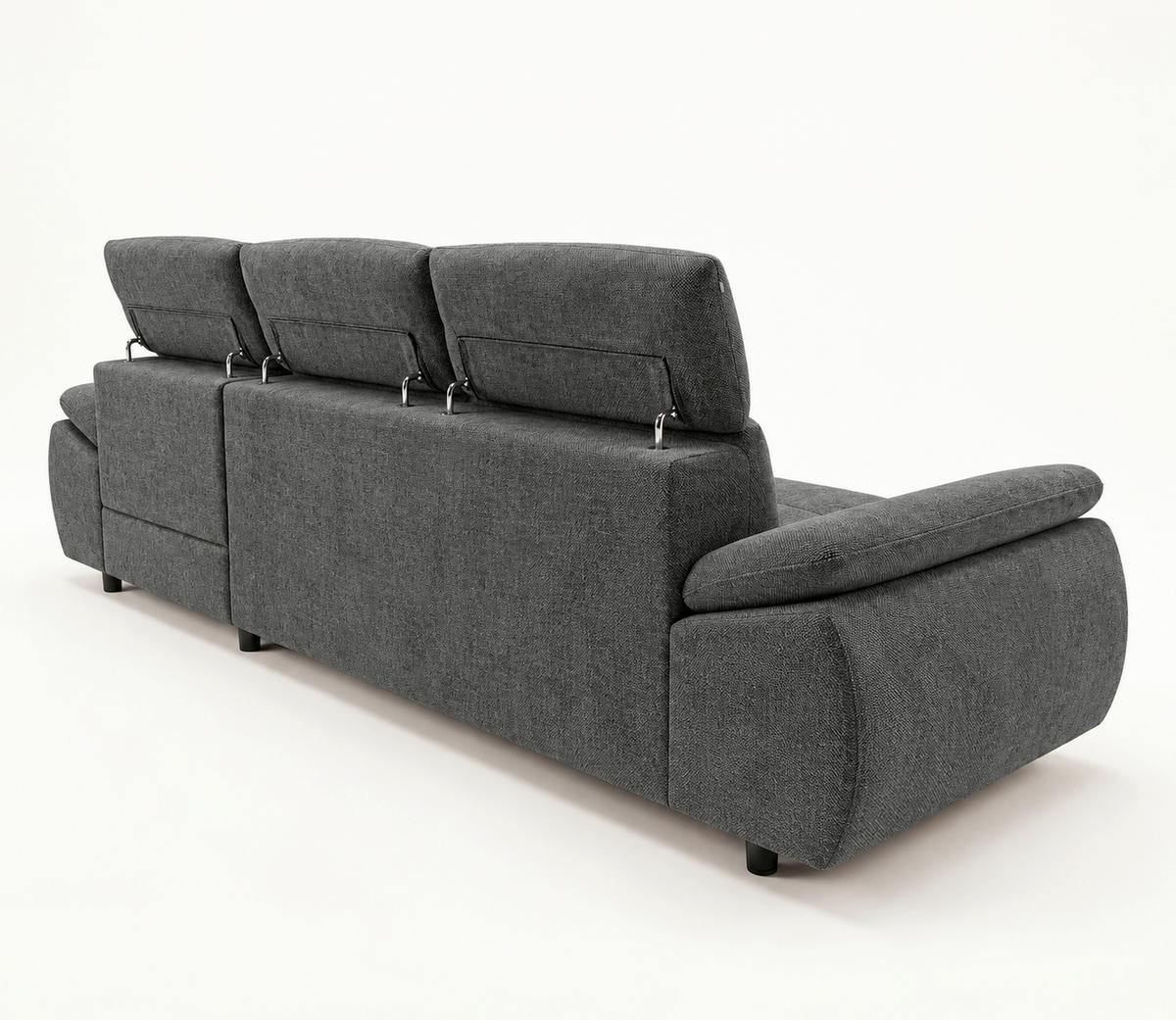 ECKSOFA  Struktur Dunkelgrau  - Dunkelgrau/Schwarz, Basics, Holz/Holzwerkstoff (281/166cm) - MID.YOU