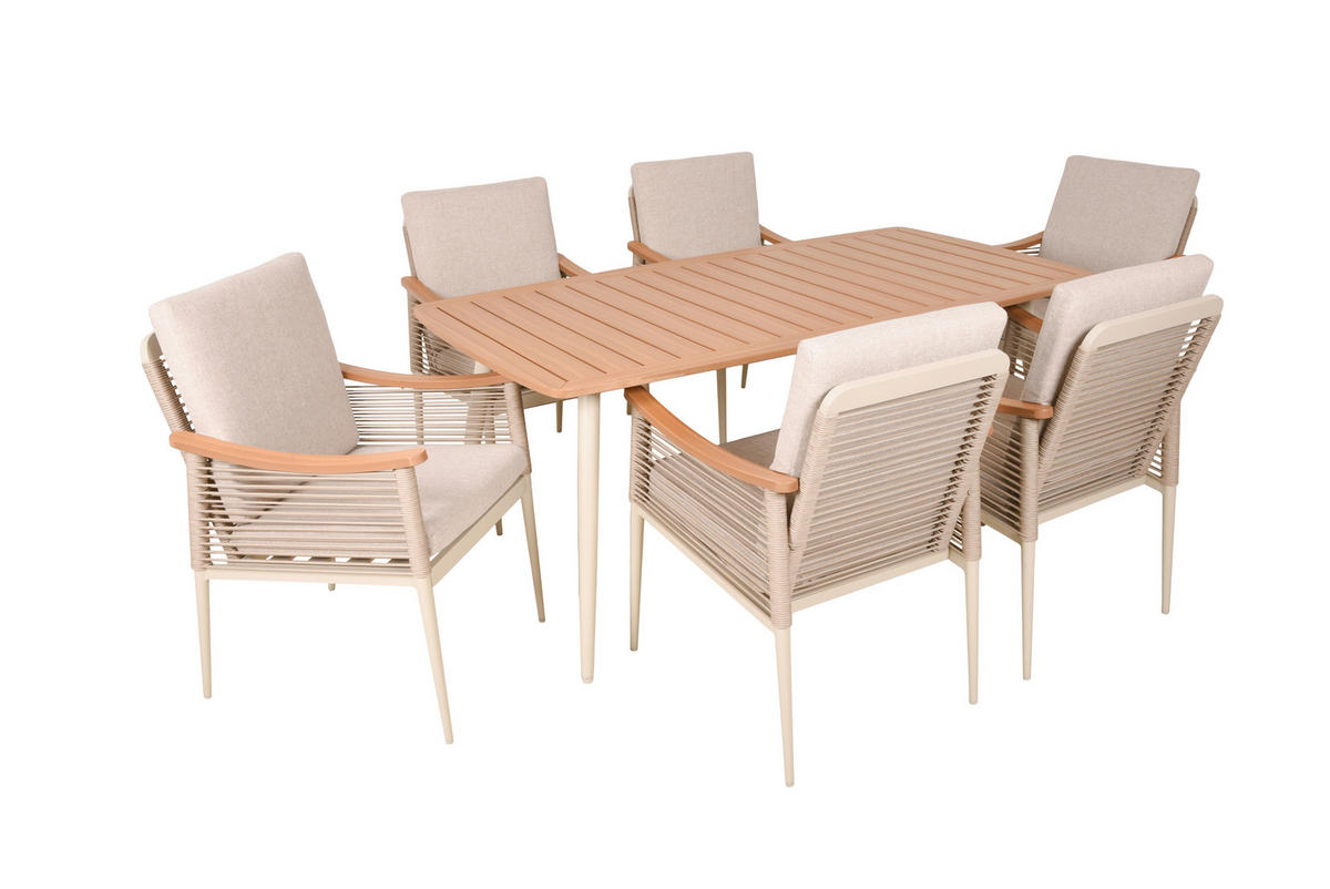 GARTENTISCHGRUPPE Aluminium  - Sandfarben/Beige, MODERN, Kunststoff/Textil - Gardenson