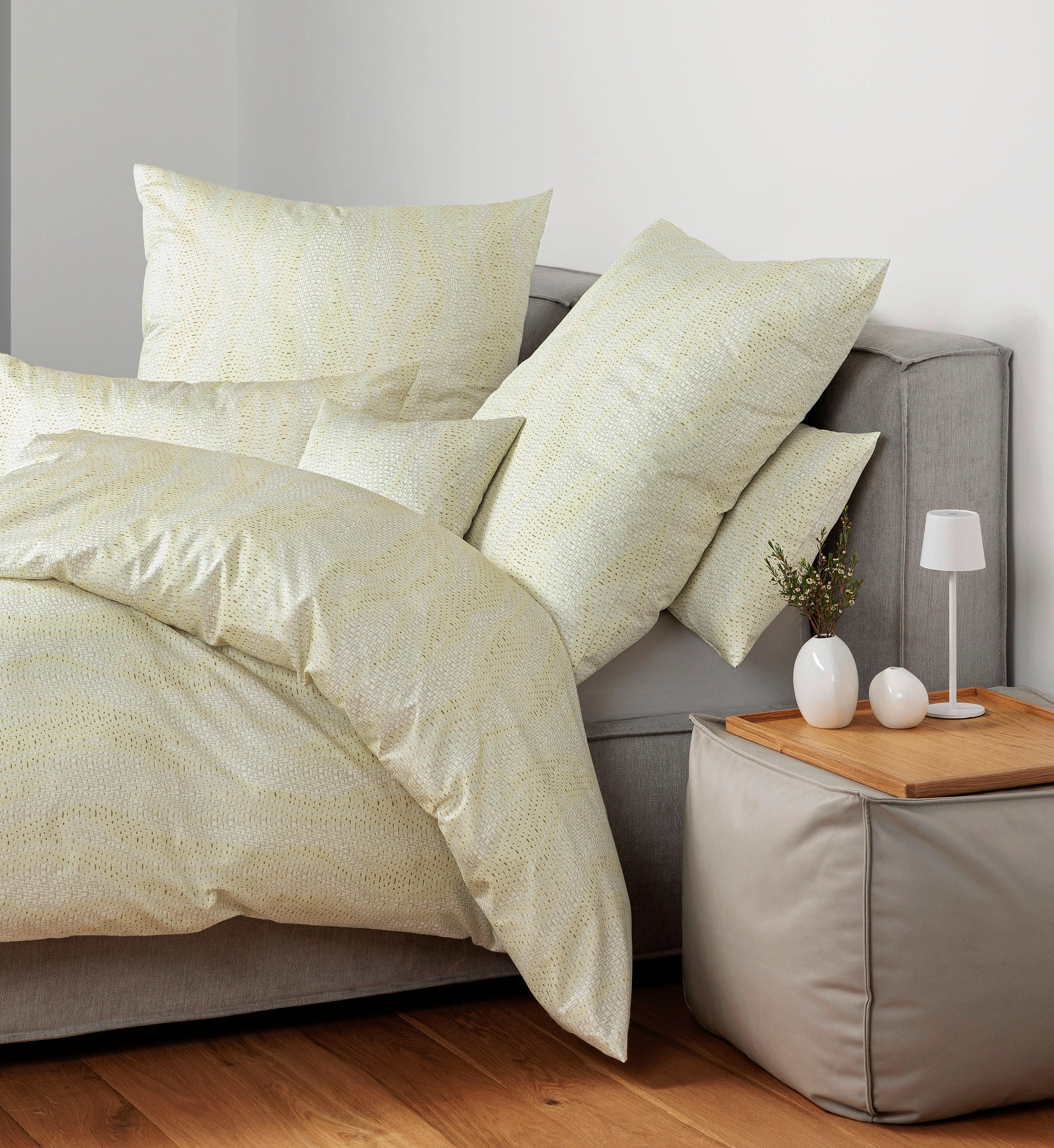 BETTWÄSCHE Satin 155/200 cm  - Limette, Design, Textil (155/200cm) - Janine