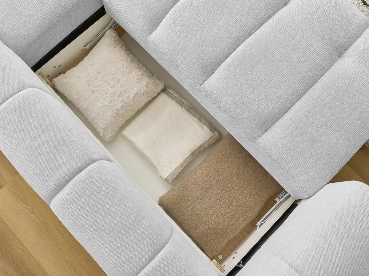 ECKSCHLAFSOFA FUJI Leinenoptik Hellgrau  inkl.  - Hellgrau/Schwarz, MODERN, Kunststoff/Textil (292/160cm)