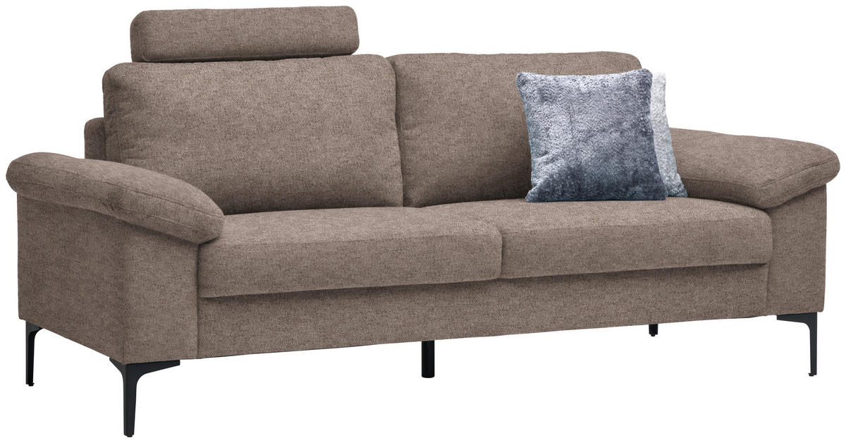 2,5-SITZER in Flachgewebe Taupe  - Taupe/Schwarz, Design, Textil/Metall (206/86/97cm) - Pure Home Lifestyle