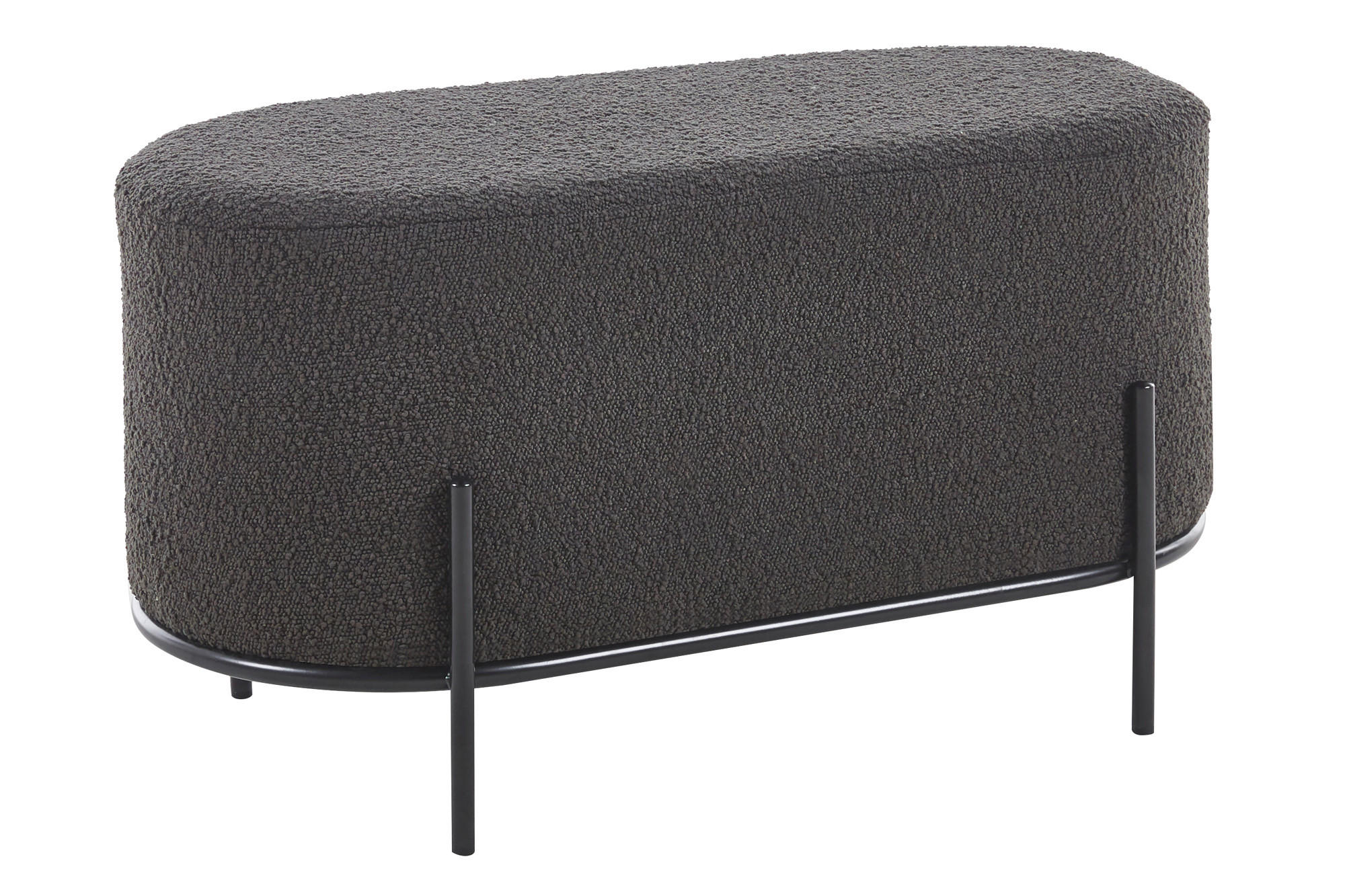 HOCKER in Textil Anthrazit  - Anthrazit/Schwarz, MODERN, Textil/Metall (80/42/40cm) - Livetastic