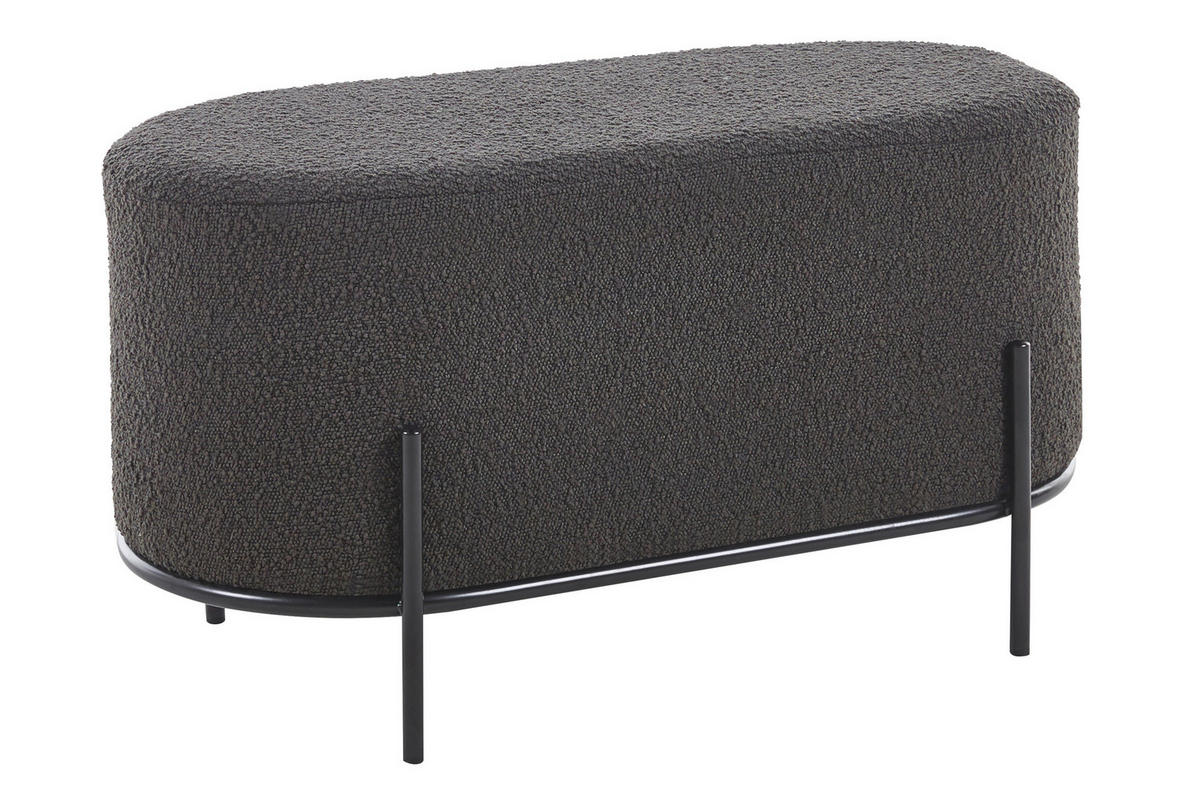 HOCKER in Textil Anthrazit  - Anthrazit/Schwarz, MODERN, Textil/Metall (80/42/40cm) - Livetastic