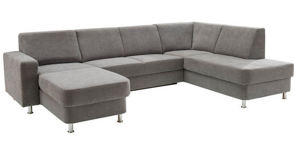 WOHNLANDSCHAFT  in Chenille Grau  - Chromfarben/Multicolor, Design, Kunststoff/Textil (165/301/198cm) - Xora