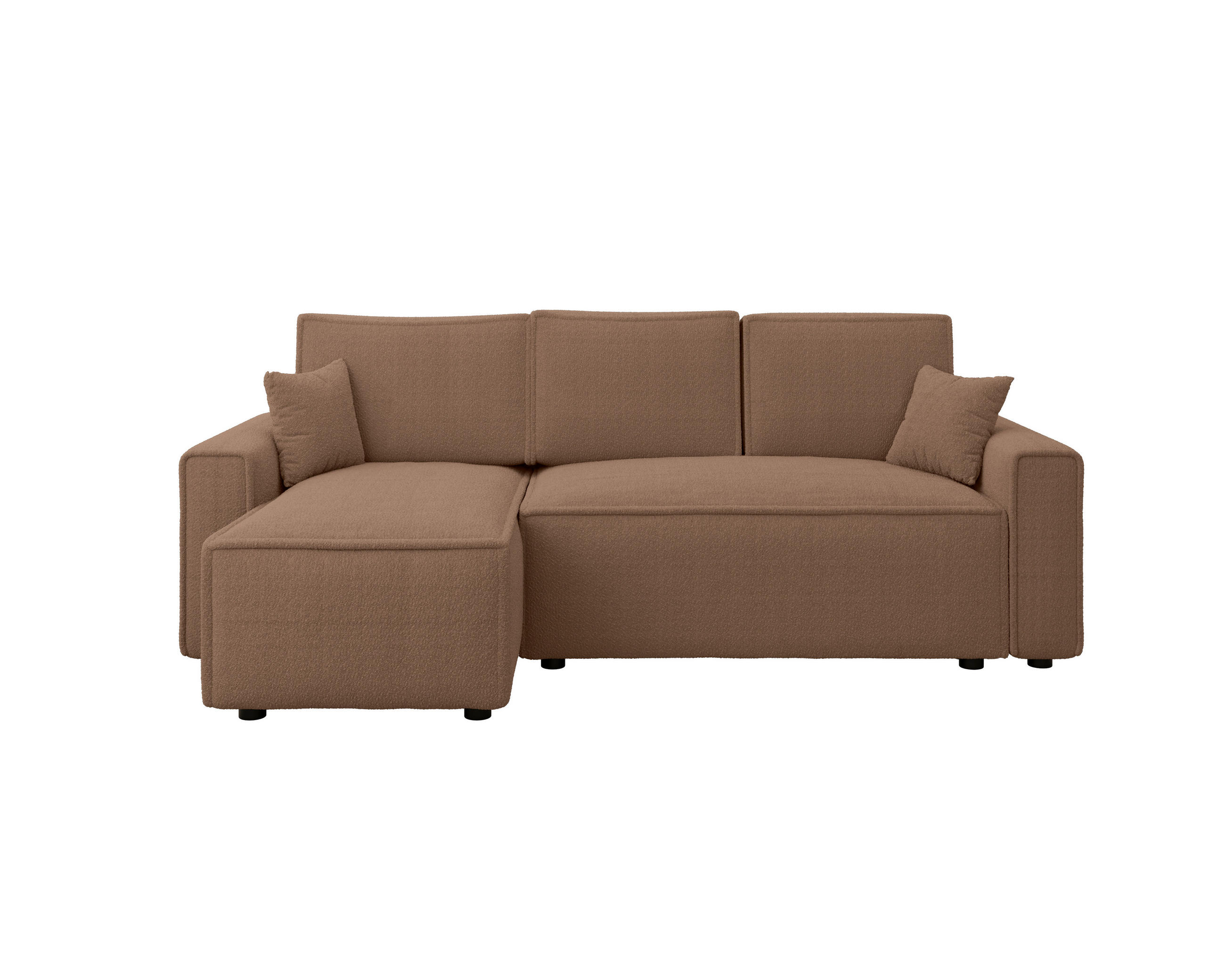 ECKSOFA Rostfarben Bouclé Zierkissen, Rückenkissen, Bettkasten, Schlaffunktion, Rücken echt, Liegefläche im Originalstoff  - Rostfarben/Schwarz, MODERN, Kunststoff/Textil (143/232cm) - Carryhome