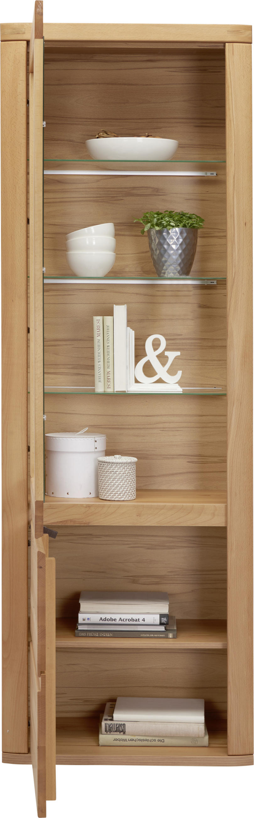 VITRINE Stockholm Kernbuche  66/204/38 cm  - Kernbuche/Grau, Konventionell, Glas/Holz (66/204/38cm) - Voleo