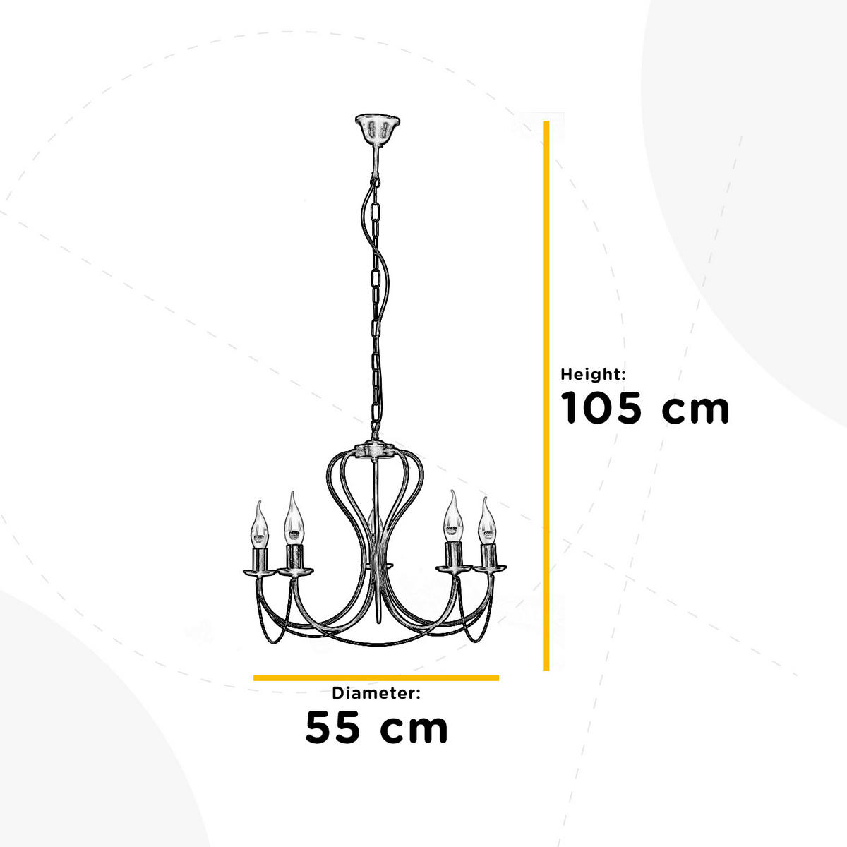 KRONLEUCHTER 55/105 cm   - Schwarz, Basics, Metall (55/105cm)