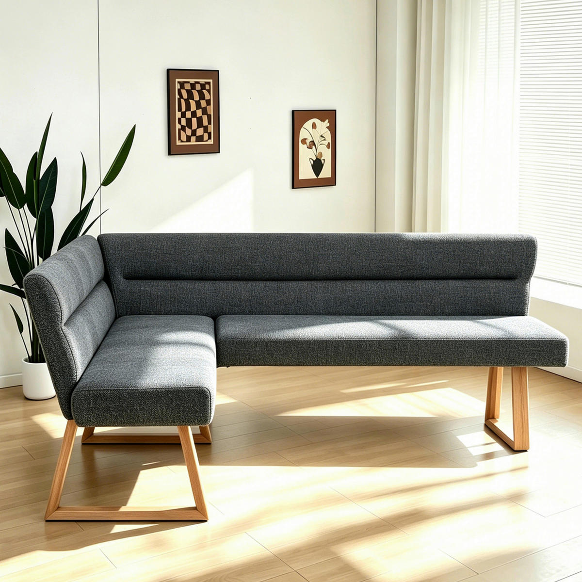 KLUPA KUTNA  boje hrasta, tamno siva  drvo, metal, tekstil      - boje hrasta/tamno siva, Moderno, drvo/metal (162-204/82/61cm) - Livetastic