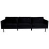3-SITZER-SOFA in Samt Schwarz  - Schwarz, Design, Textil/Metall (260/78/80cm) - Livetastic