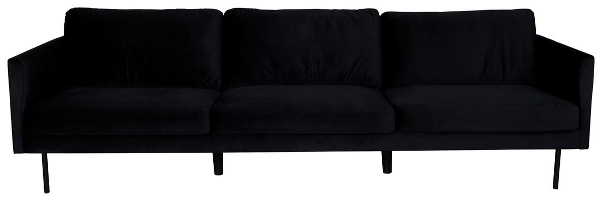 3-SITZER-SOFA in Samt Schwarz  - Schwarz, Design, Textil/Metall (260/78/80cm) - Livetastic
