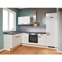 ECKKÜCHE 165/285 cm  in Graphitfarben, Weiß Hochglanz  - Weiß Hochglanz/Schwarz, Design, Holzwerkstoff/Metall (165/285cm) - Pino