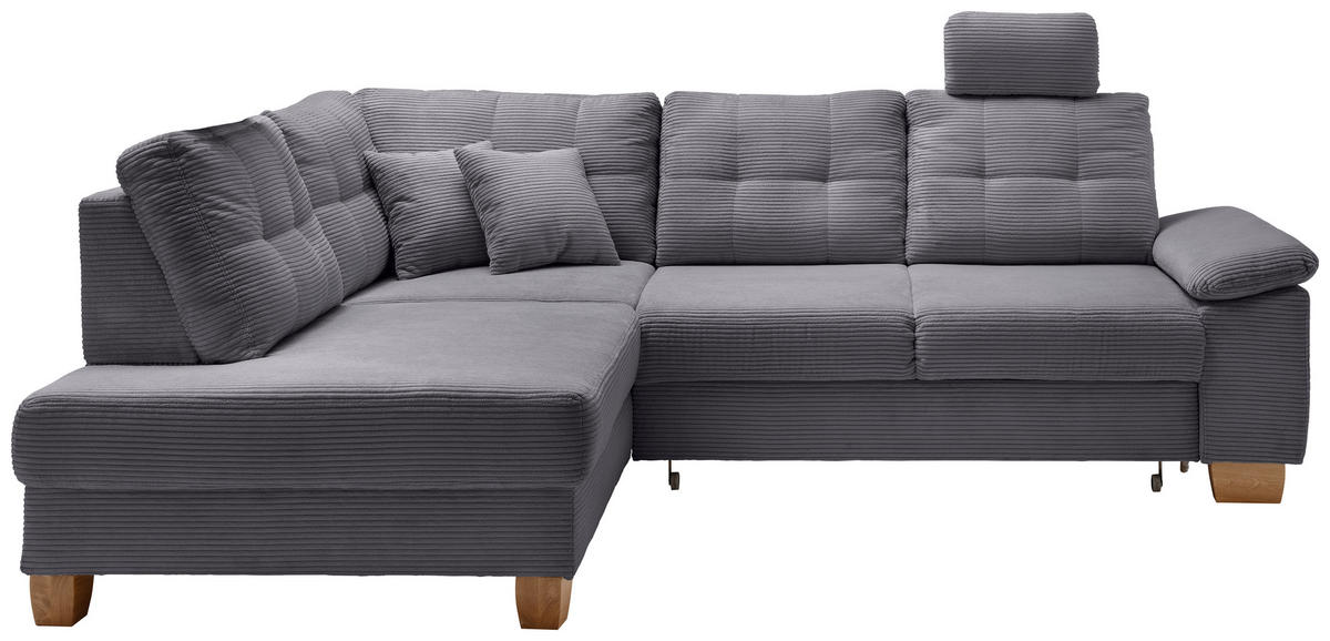 ECKSOFA in Cord Grau  - Naturfarben/Grau, Modern, Holz/Textil (206/274cm) - Livetastic