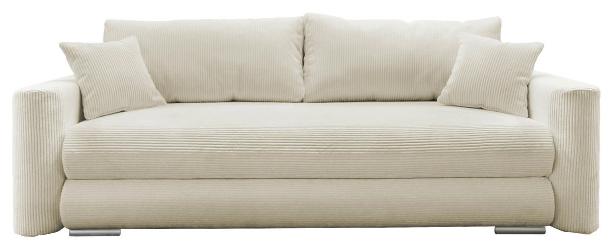 SCHLAFSOFA  mit Liegefunktion Cord Beige  - Beige/Silberfarben, Design, Kunststoff/Textil (232/88/105cm) - MID.YOU