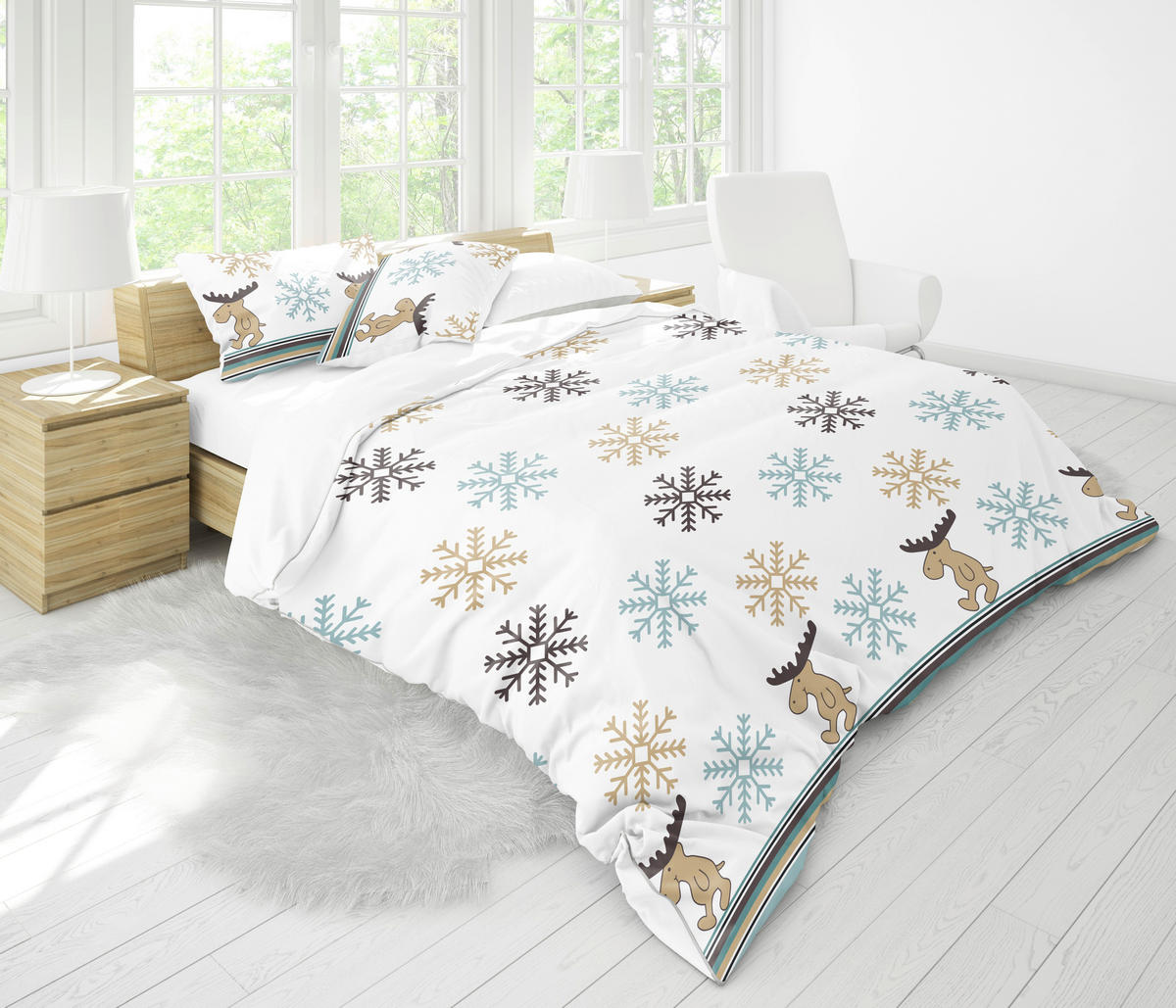 ÁGYNEMŰHUZAT-GARNITÚRA 140/200 cm  - világoskék/fehér, Basics, textil (140/200cm)