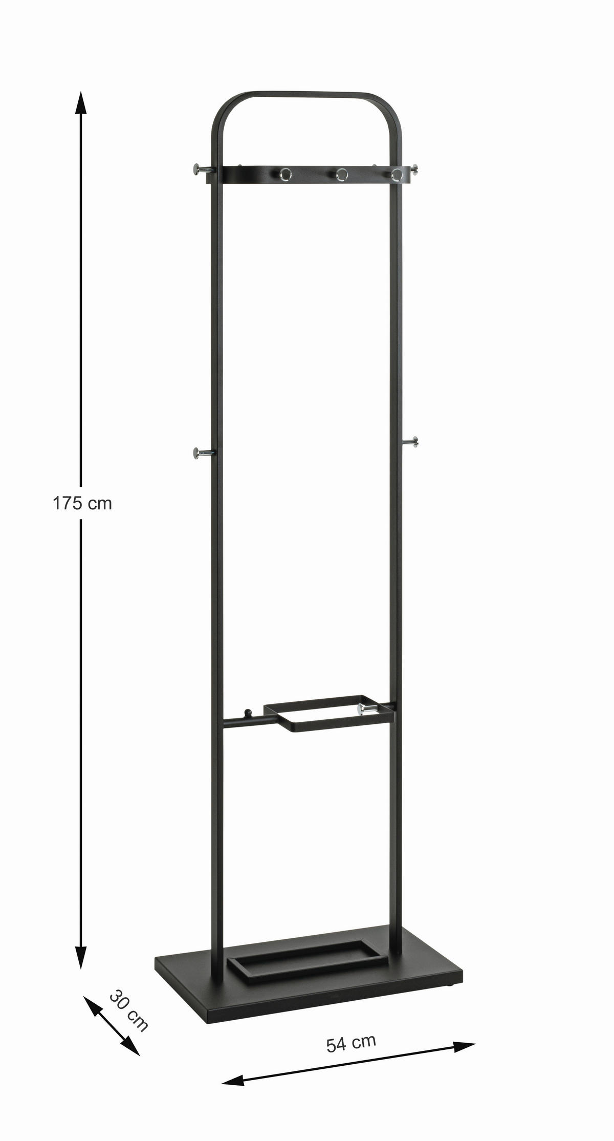 GARDEROBENSTÄNDER in Schwarz, Chromfarben 54/175/30 cm   - Chromfarben/Schwarz, Design, Metall (54/175/30cm)