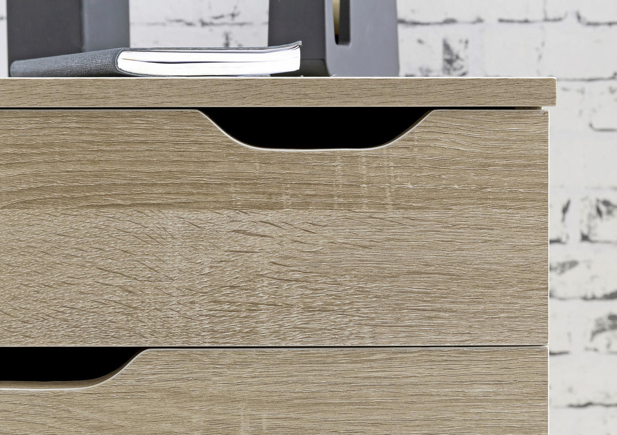 ROLLCONTAINER 40/60/40 cm  - Eichefarben, Modern, Holzwerkstoff/Kunststoff (40/60/40cm) - MID.YOU