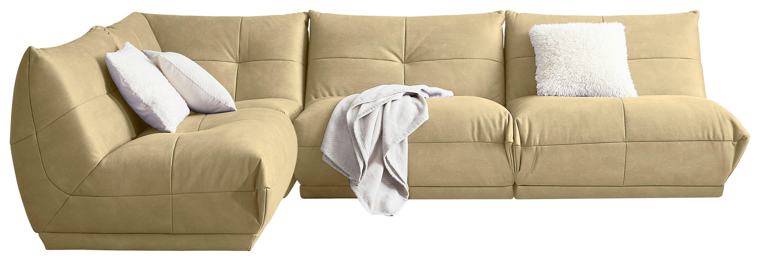 HÖRNSOFFA i läderimitation beige  - beige, Trend, textil (210/315cm) - Livetastic