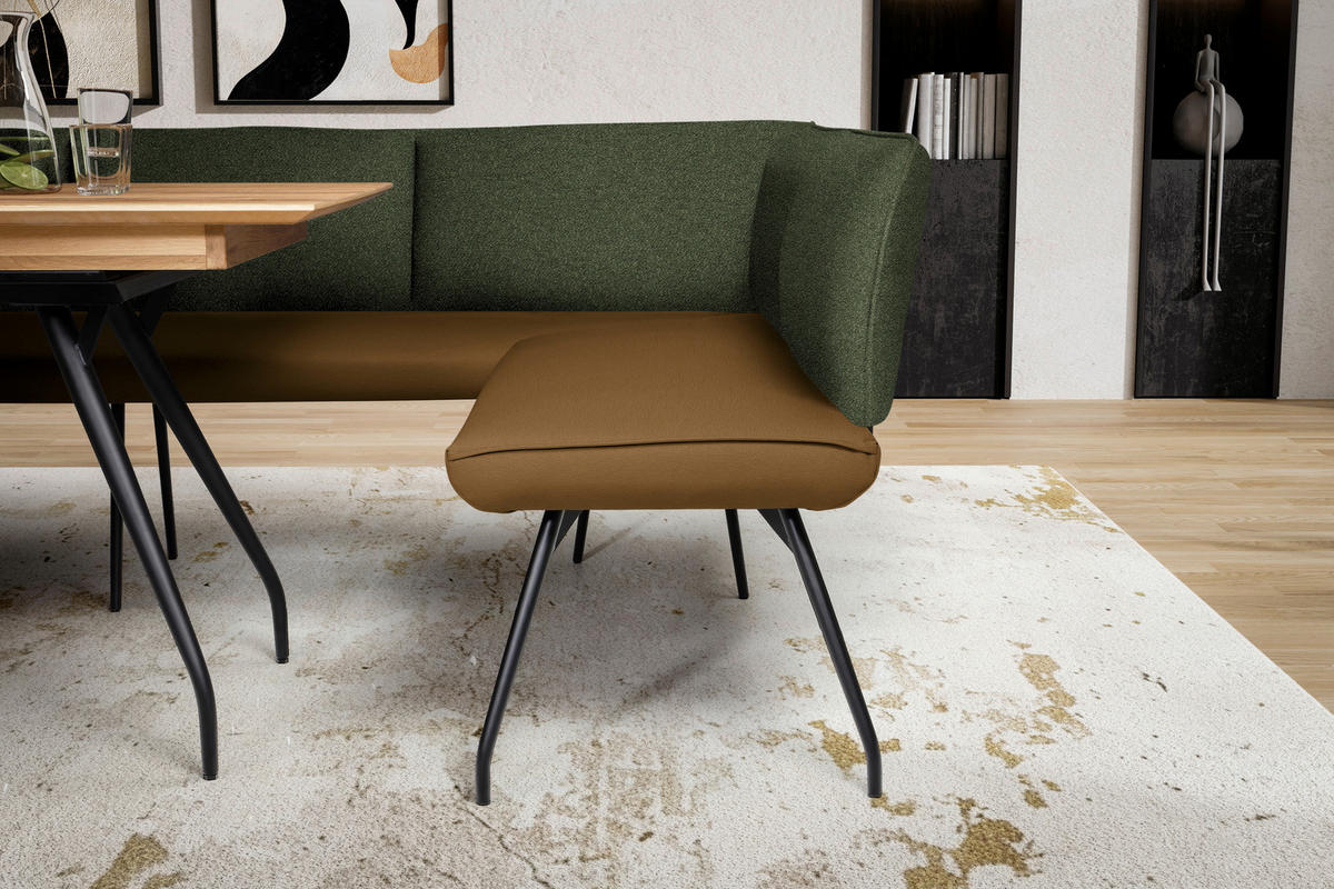 ECKBANK 165/225 cm  in Olivgrün  - Schwarz/Olivgrün, Design, Textil/Metall (165/225cm) - Moderano