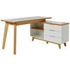 ECKSCHREIBTISCH 140/118/76 cm  in Weiß, Eichefarben  - Eichefarben/Alufarben, KONVENTIONELL, Holzwerkstoff/Metall (140/118/76cm) - Livetastic