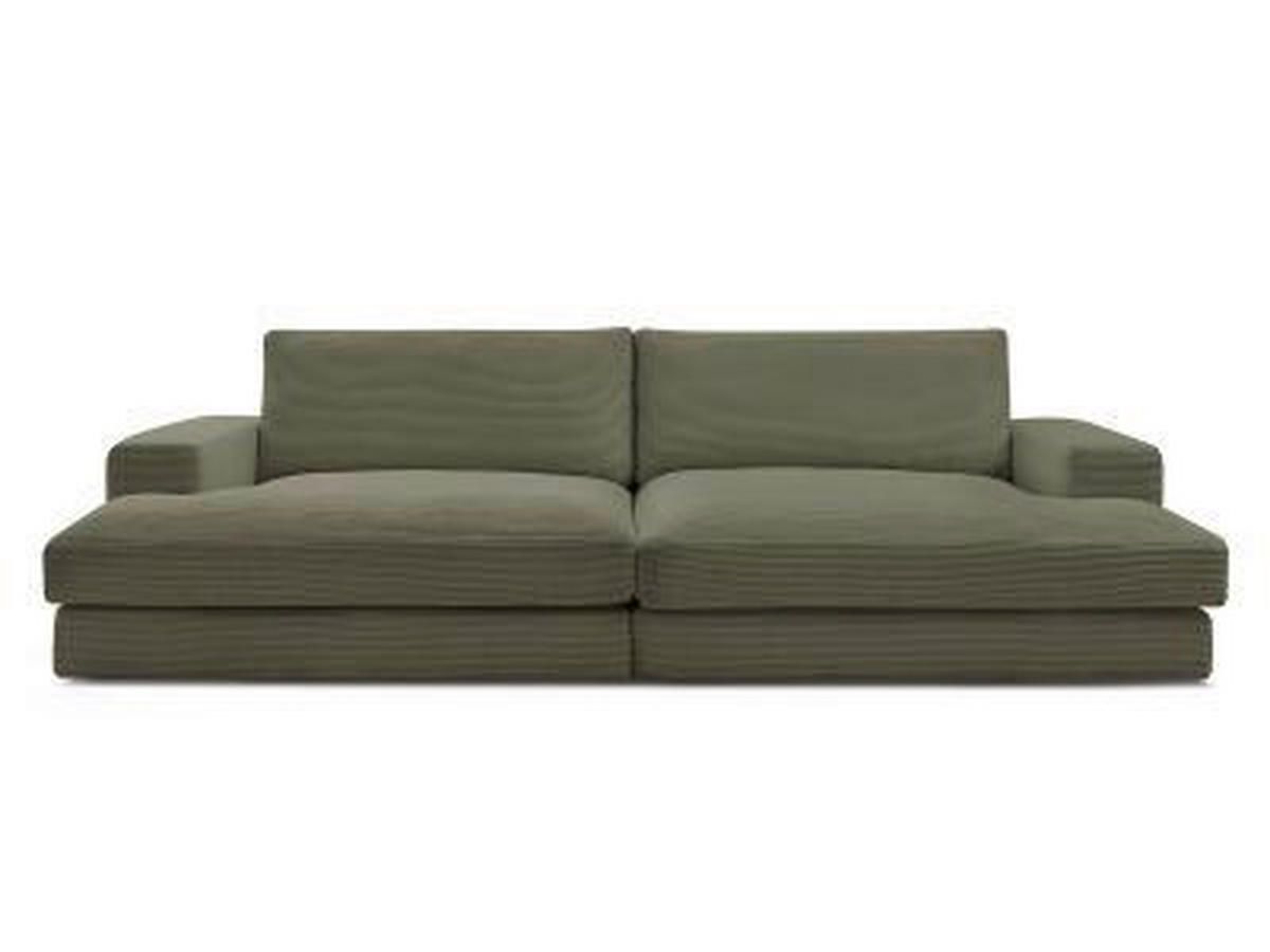 BIGSOFA LEONARD Cord Hellgrün  - Schwarz/Hellgrün, MODERN, Kunststoff/Textil (234/77/159cm)