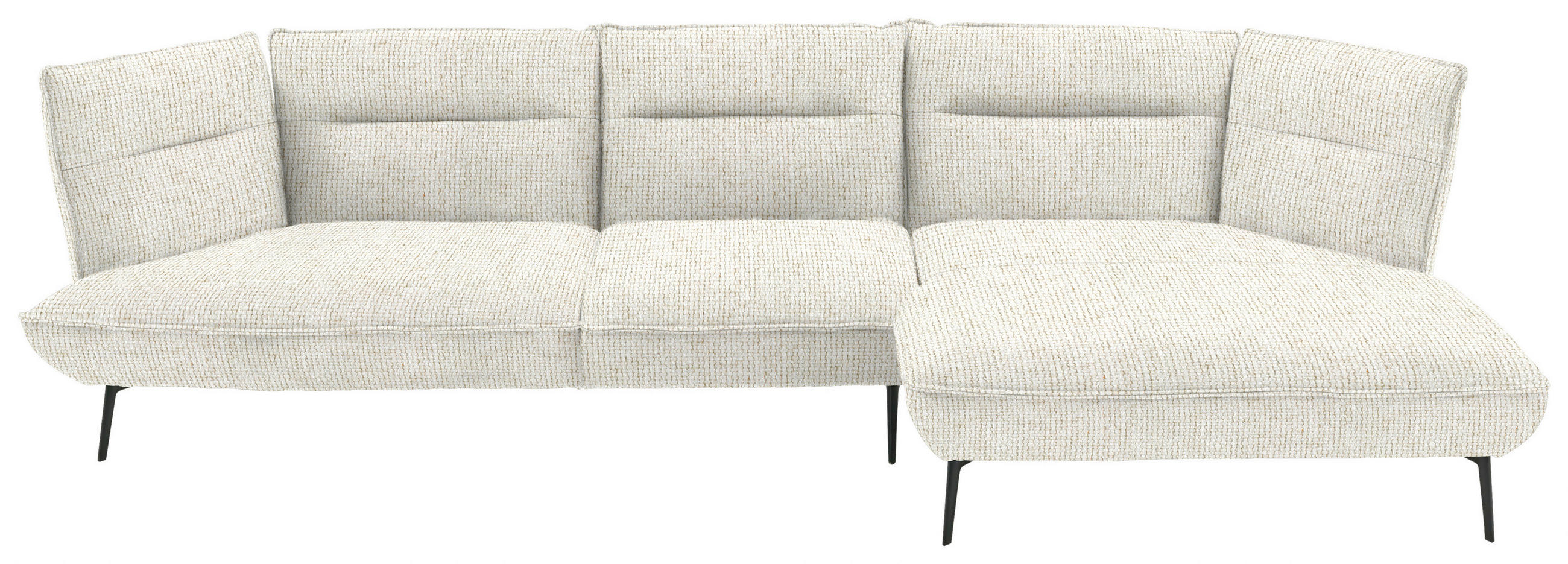 ECKSOFA in Flachgewebe Creme  - Creme/Schwarz, Design, Textil/Metall (339/153cm) - Moderano