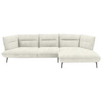 ECKSOFA in Flachgewebe Creme  339/153 cm  - Creme/Schwarz, Design, Textil/Metall (339/153cm) - Moderano