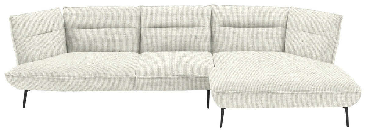 ECKSOFA in Flachgewebe Creme  339/153 cm  - Creme/Schwarz, Design, Textil/Metall (339/153cm) - Moderano