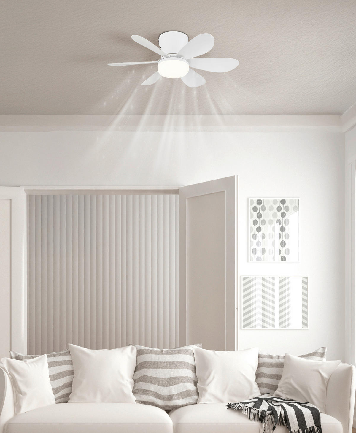 DECKENVENTILATOR Delores 51/16,5 cm  - Weiß, Design, Kunststoff/Metall (51/16,5cm) - Globo