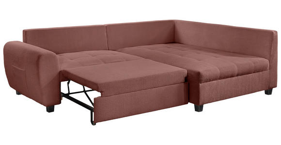 ECKSOFA Altrosa Plüsch  - Schwarz/Altrosa, KONVENTIONELL, Kunststoff/Textil (249/175cm) - Carryhome