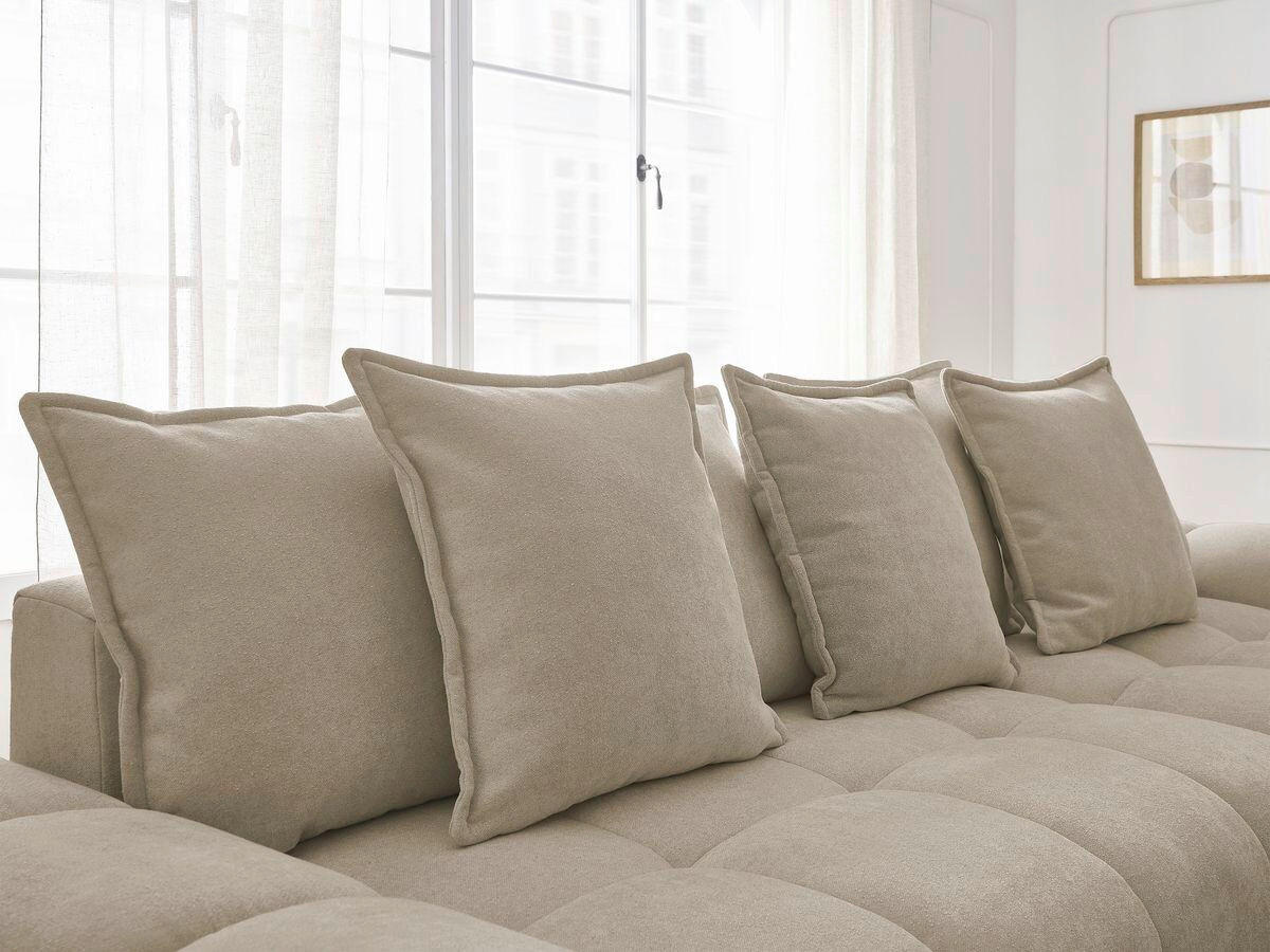 ECKSCHLAFSOFA EVEREST  mit Rücken echt, Armteil links, Armteil rechts Struktur Taupe  - Taupe/Schwarz, MODERN, Kunststoff/Textil (318/180cm) - Livetastic