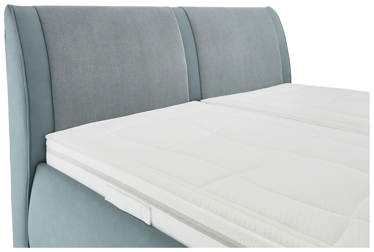 POLSTERBETT 180/200 cm,  in Blaugrau, Matratze, Lattenrost, Bettkasten, unterschiedliche Matratzenhärtegrade je Bettseite, H2 + H2 = mittel  - Silberfarben/Blaugrau, Design, Holzwerkstoff/Kunststoff (180/200cm) - Beldomo - Sleep