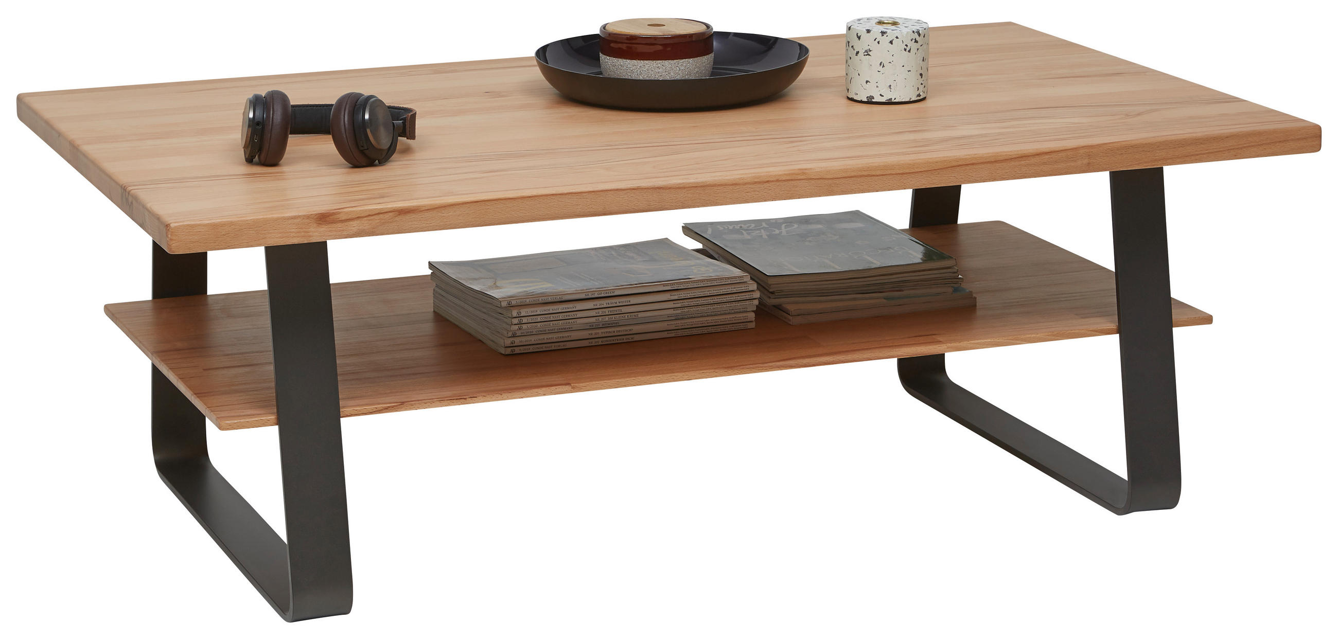 COUCHTISCH in Holz, Metall 120/70/42,6 cm  - Schwarz/Kernbuche, Natur, Holz/Metall (120/70/42,6cm) - Valnatura