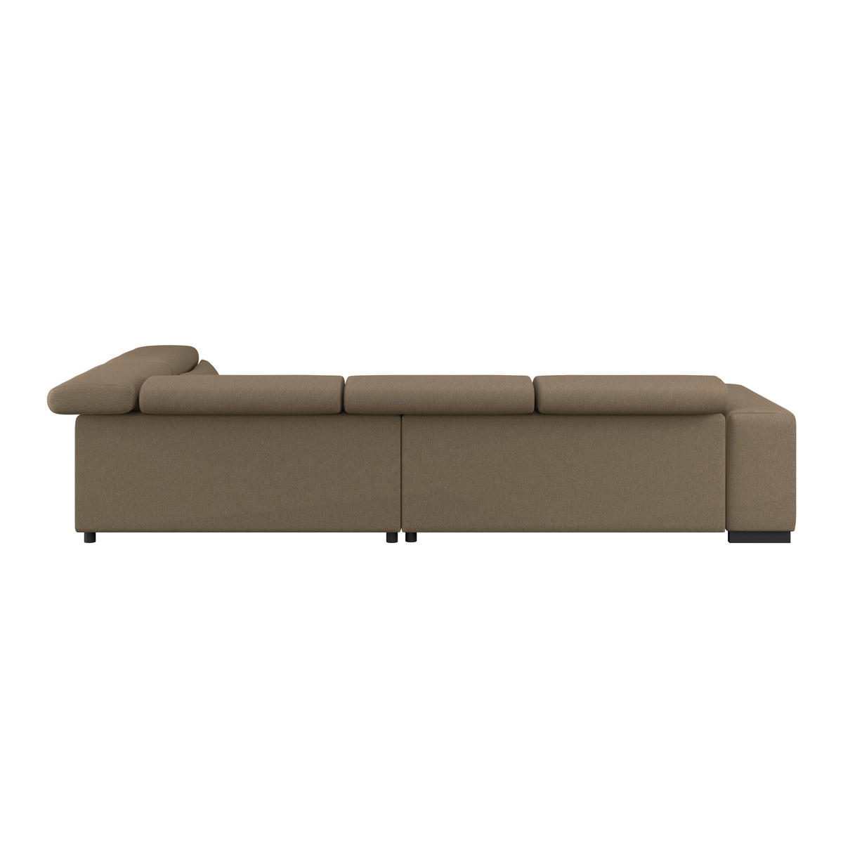 ECKSOFA MATERA Braun Chenille, Struktur Nierenkissen, Kopfteilverstellung, Sitzvorzug  - Schwarz/Braun, Trend, Holz/Textil (311/226cm) - MID.YOU