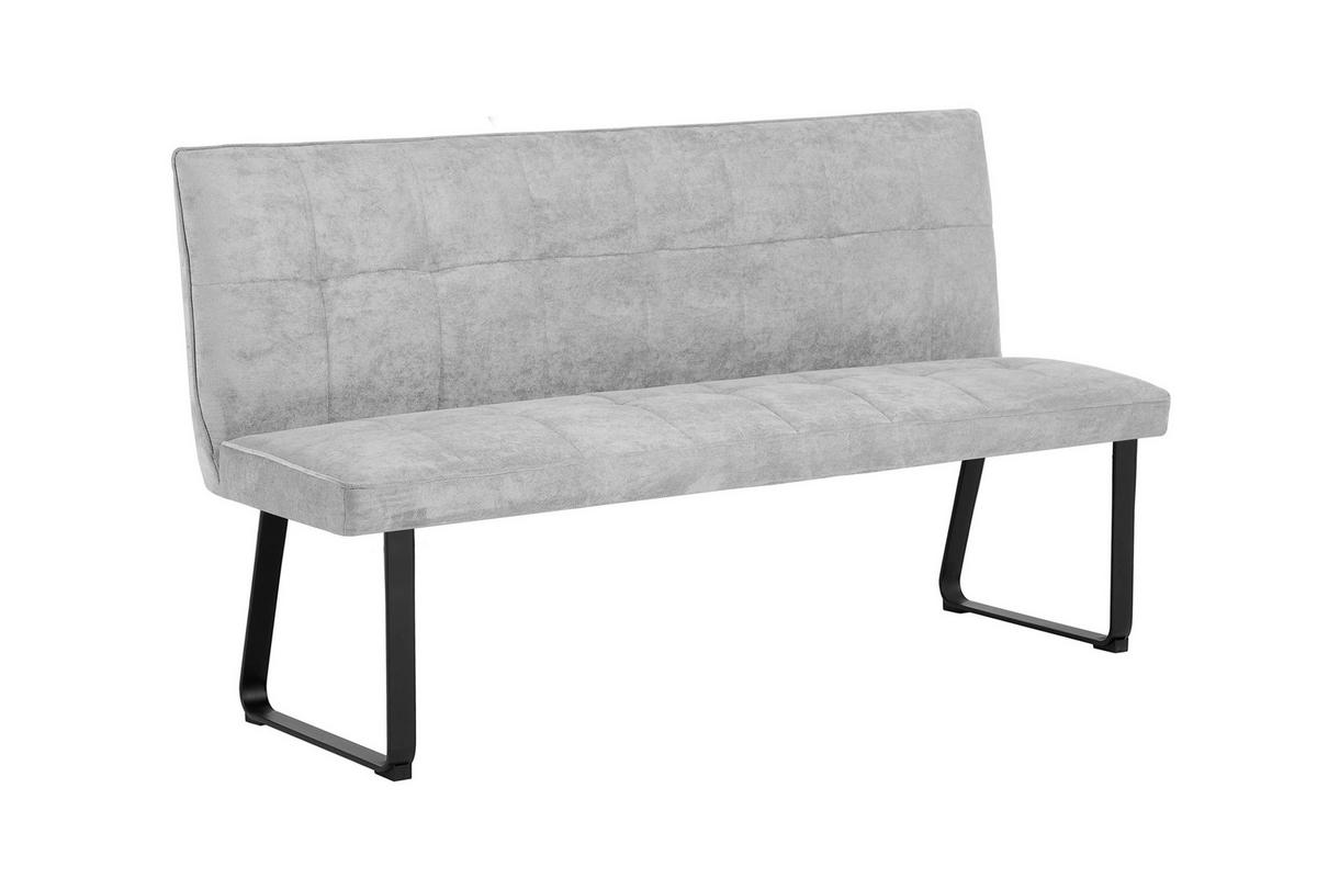 SITZBANK in Metall, Textil Hellgrau  - Hellgrau/Schwarz, MODERN, Textil/Metall (160/92/58cm) - MID.YOU