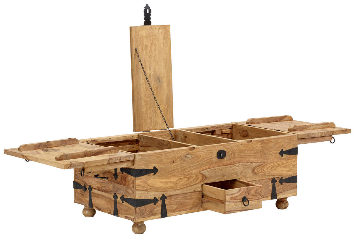 TRUHE Holz Sheesham massiv  - Naturfarben, ROMANTIK / LANDHAUS, Holz (110/45/60cm) - Livetastic