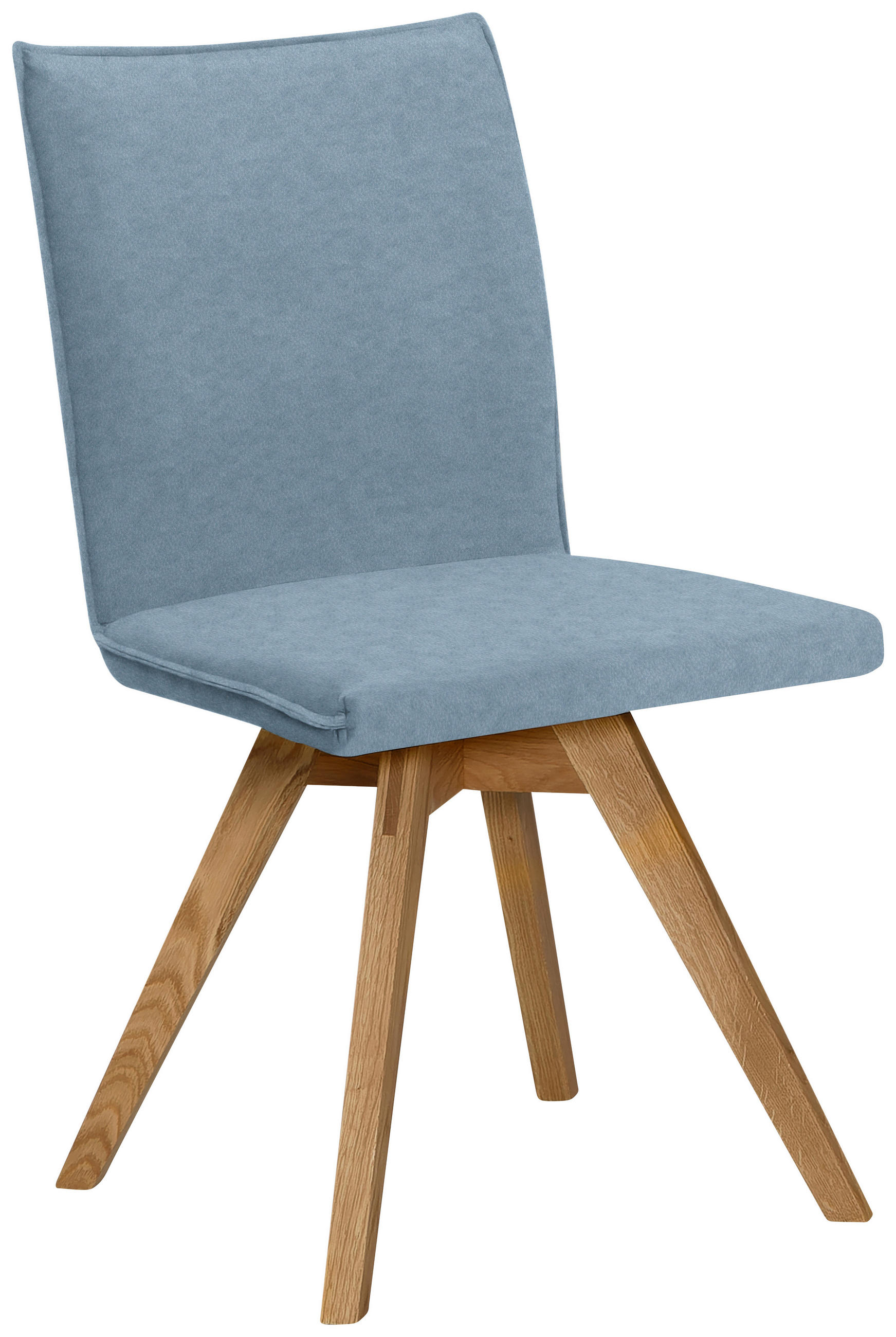 STUHL Lederlook, Mikrofaser Eichefarben, Hellblau Wildeiche massiv  - Eichefarben/Hellblau, KONVENTIONELL, Holz/Textil (60/91/61cm) - Moderano