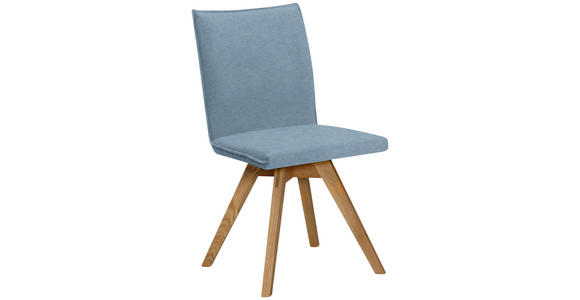 STUHL in Holz, Textil Eichefarben, Hellblau  - Eichefarben/Hellblau, KONVENTIONELL, Holz/Textil (60/91/61cm) - Moderano