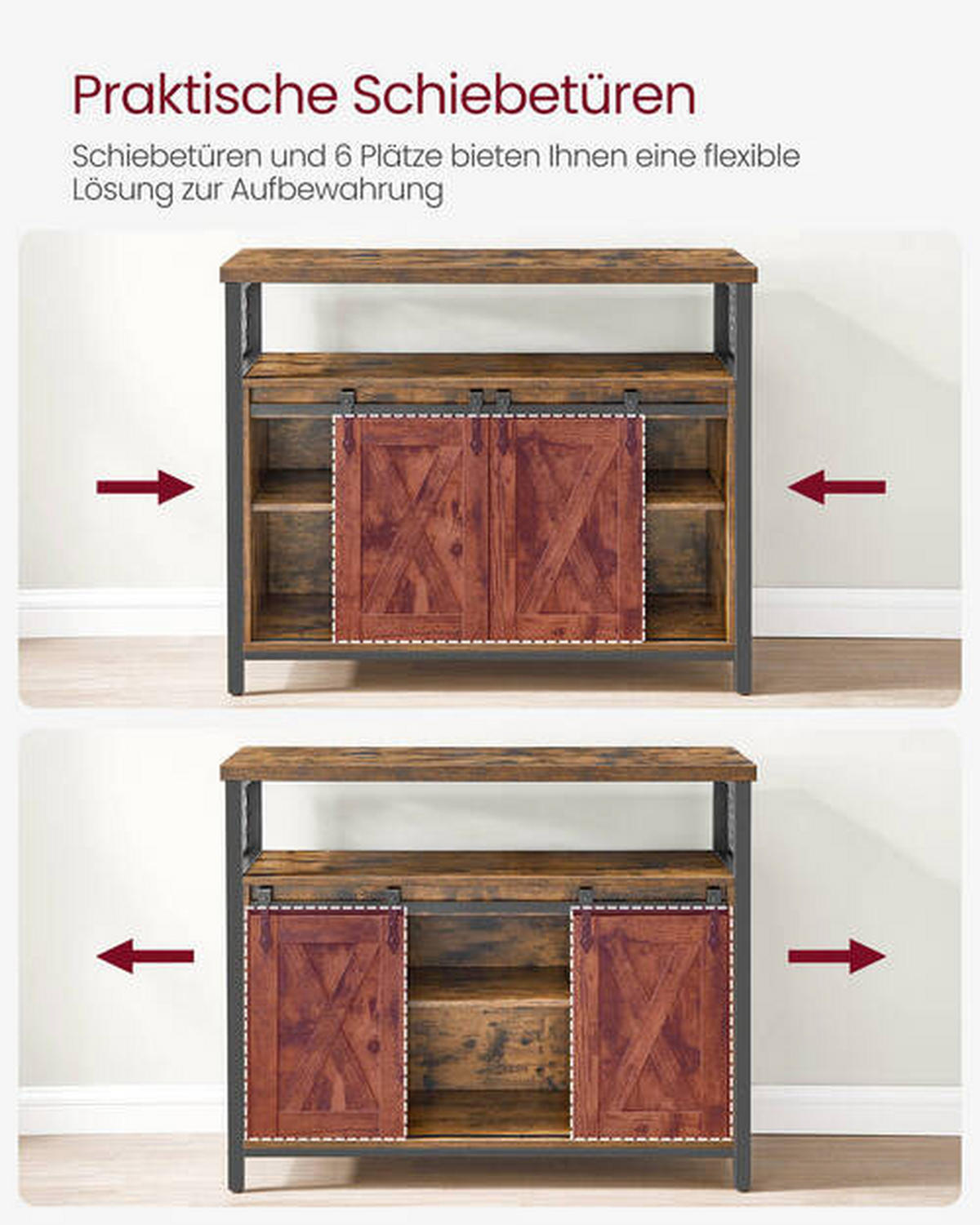 KOMMODE  in 100/80/33 cm  - Schwarz/Braun, Trend, Holzwerkstoff/Metall (100/80/33cm) - Boxxx