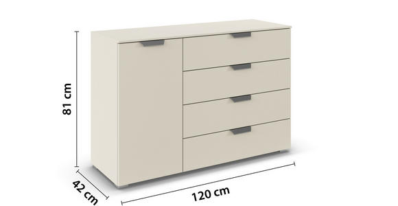KOMMODE  in 120/81/42 cm  - Chromfarben/Champagner, Design, Holzwerkstoff/Metall (120/81/42cm) - Carryhome