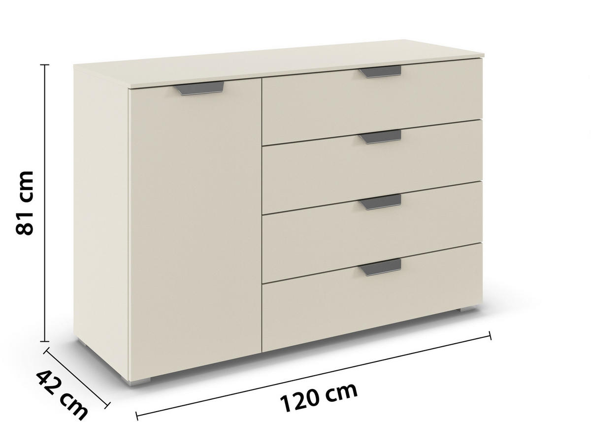 KOMMODE  in 120/81/42 cm  - Champagner/Dunkelgrau, Design, Holzwerkstoff/Metall (120/81/42cm) - Carryhome