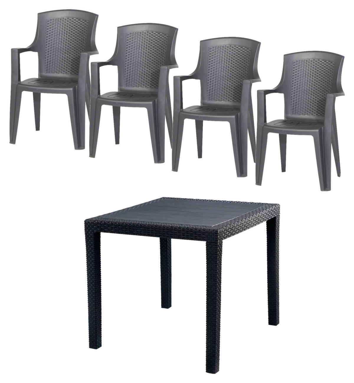 GARTENSET 5-teilig  - Anthrazit, KONVENTIONELL, Kunststoff - Siena Garden